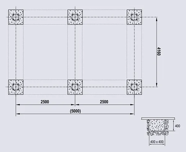 Plan de scellement pour abri vélos et motos XXL