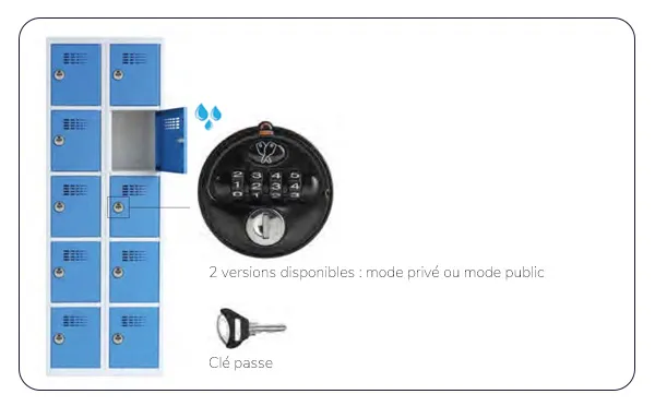 poignée serrure à code milieu humide pour casier vestiaire
