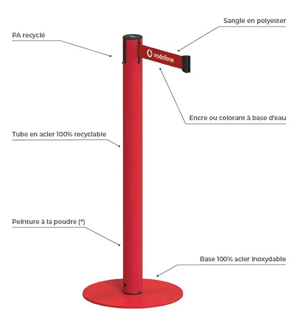 Poteau file d'attente écologique et recyclable