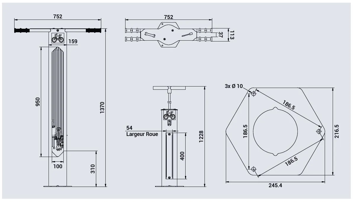 Schéma station de réparation et gonflage Procity Amsterdam