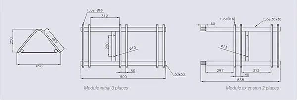 Vue éclatée support vélo