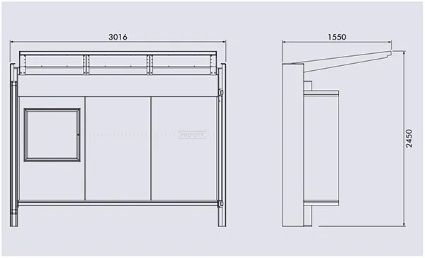 Vue éclatée abris bus Kub en porte à faux