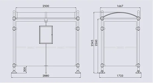 Vue éclatée abri bus Province