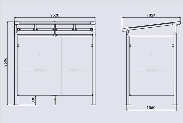 Vue éclatée abri fumeur Milan