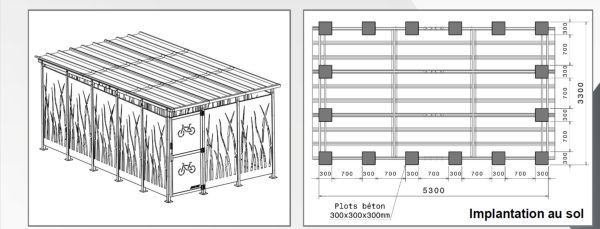 Vue d'ensemble du modèle 3x5m abri roseau Vue générale de l'abri roseau 3x5m