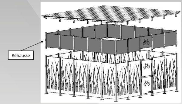 Vue d'ensemble de la réhausse 80cm pour abri roseau Vue générale de la réhausse 80cm pour l'abri roseau