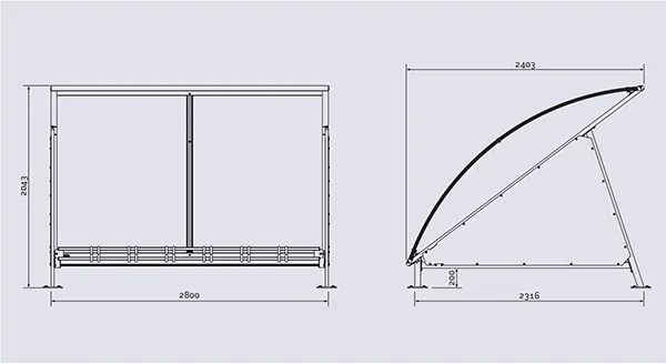 Vue éclatée abri vélo demi lune 