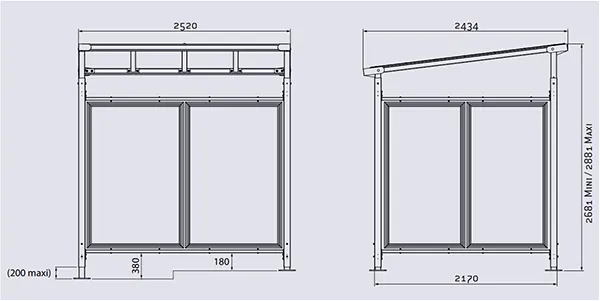 Vue éclatée abri vélo Milan
