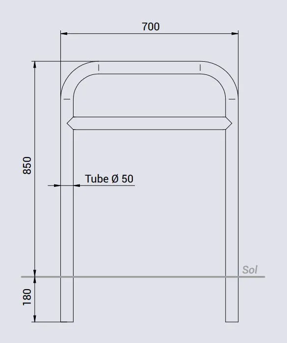 Vue éclatée arceau à vélos renforcé