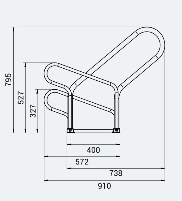 Vue éclatée arceaux antivol pour rack à vélo