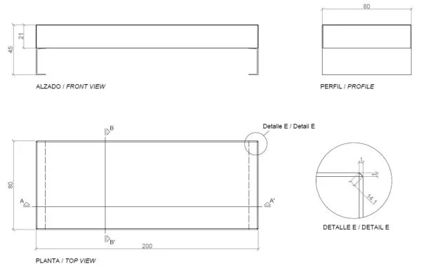 Dimensions banc béton Magourban Bloop