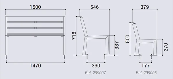 Vue éclatée banc pour enfant Silaos