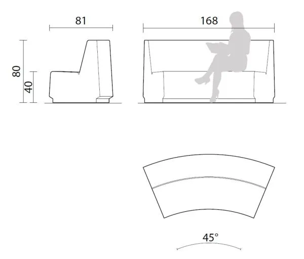 vue ensemble banc de ville en beton Daytona