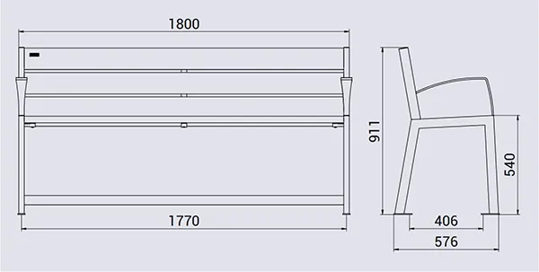 Vue éclatée banc six lames en plastique Silaos