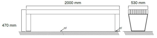 Vue éclatée banquette City en bois et métal