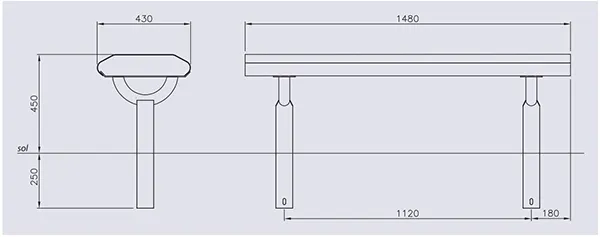 Vue éclatée banquette de ville Oslo