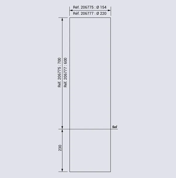 Vue éclatée borne anti-stationnement