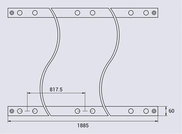 Vue éclatée châssis pour appuis vélos
