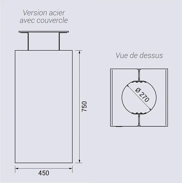 Vue éclatée corbeille en métal Kub Vue éclatée corbeille en métal Kub