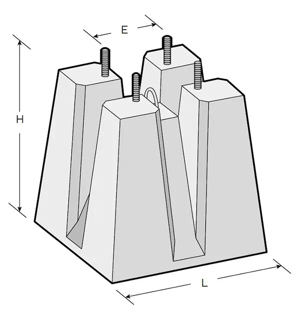 Vue éclatée massif candélabre béton
