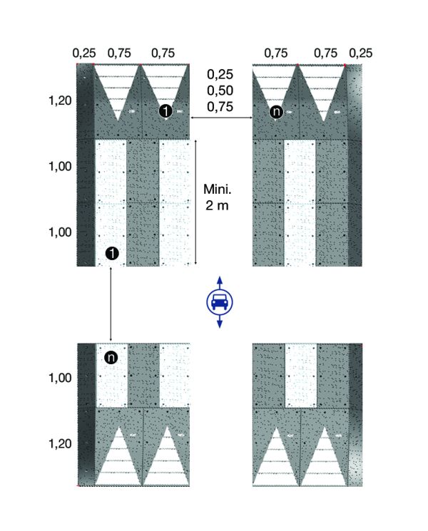 Schema du plateau ralentisseur zebra avec passage pieton
