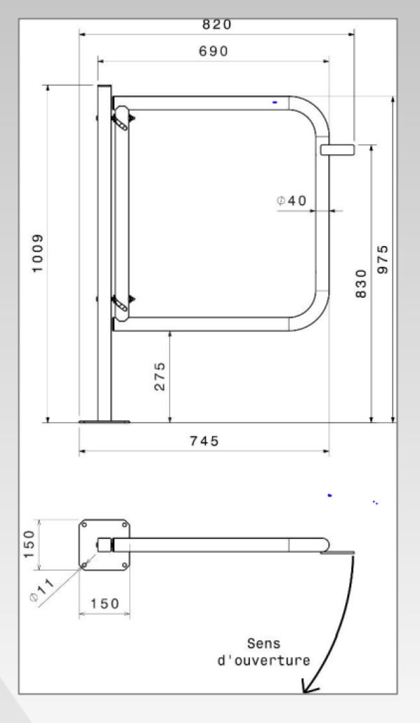 Schéma du portillon de protection avec sécurité