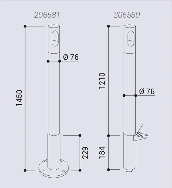 Vue éclatée potelet cendrier