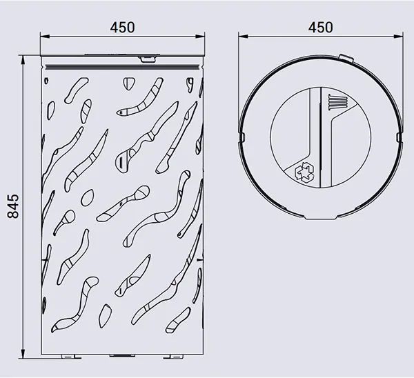 Vue éclatée corbeille de tri sélectif extérieure