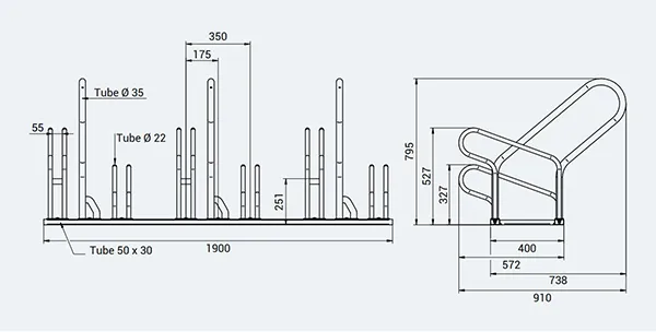 Vue éclatée rack à vélos