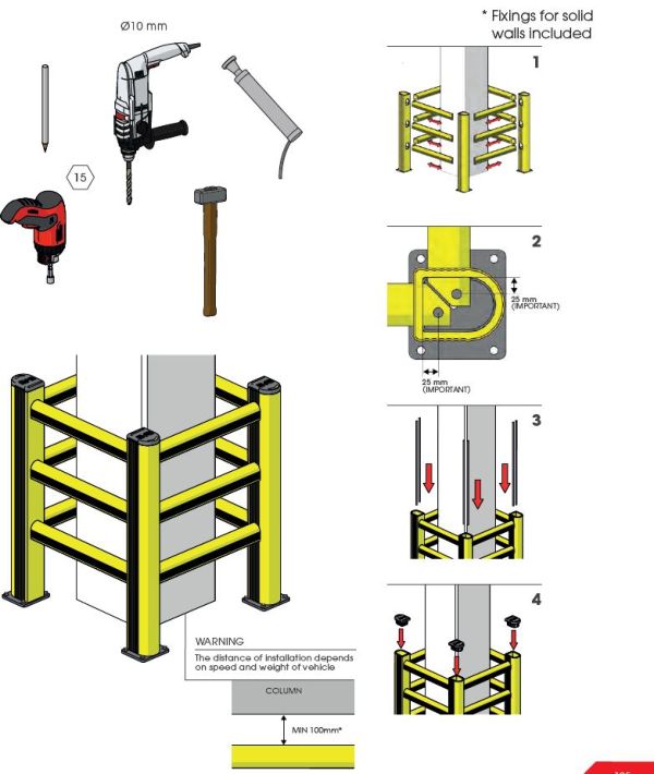 Guide de montage de la protection de poteau sur base PED150