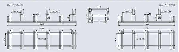 Vue éclatée support vélo en quinconce